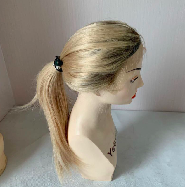 stock blonde Brazilian Hair Long Kosher Wig Pony Sheitel