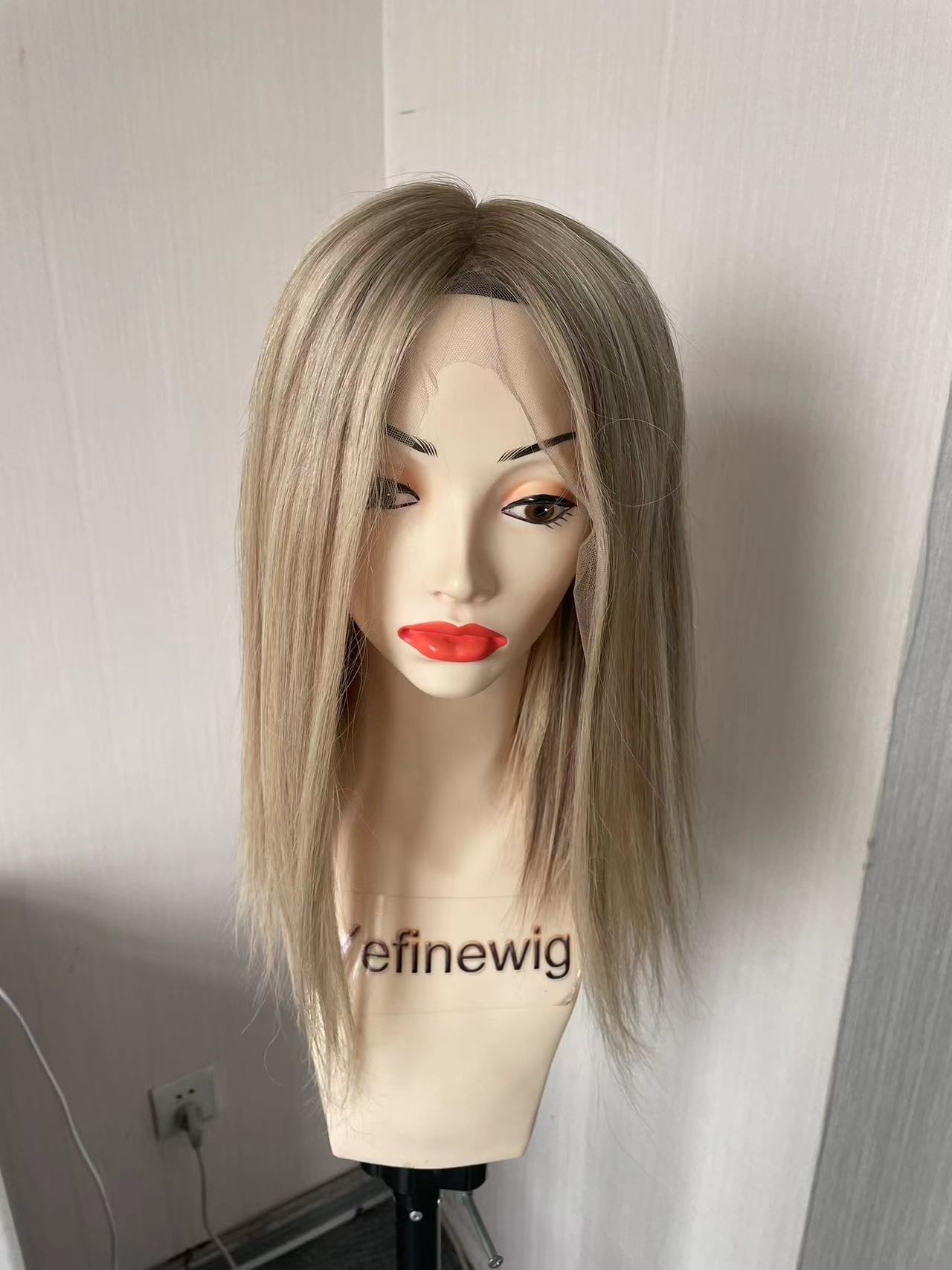 stock blonde highlighted Jewish wig top lace wig