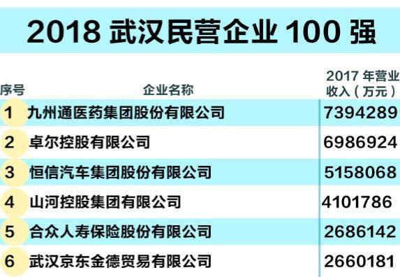 武漢民營企業100強榜單來了！快來找找有沒有你的東家