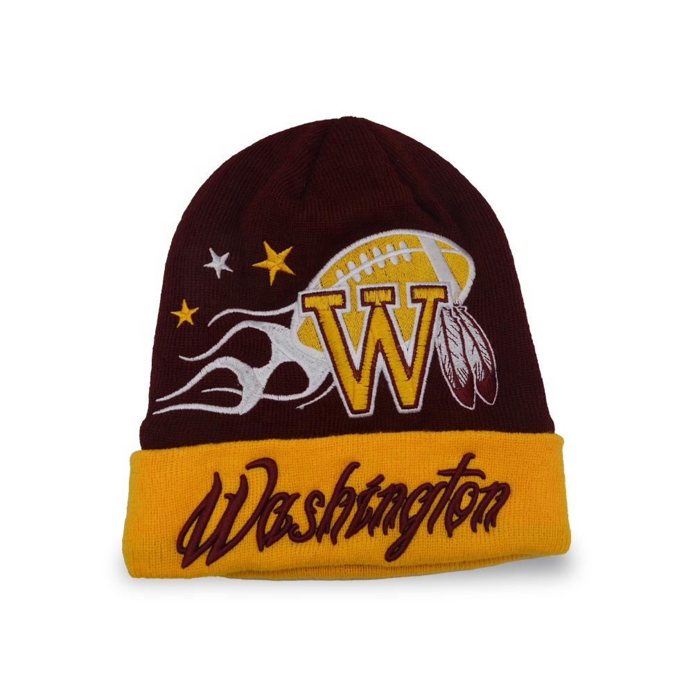 Wholesale High Quality Daily Warm Winter Hat Embroidery Classic Acrylic Custom Logo Knit Cuff Beanie