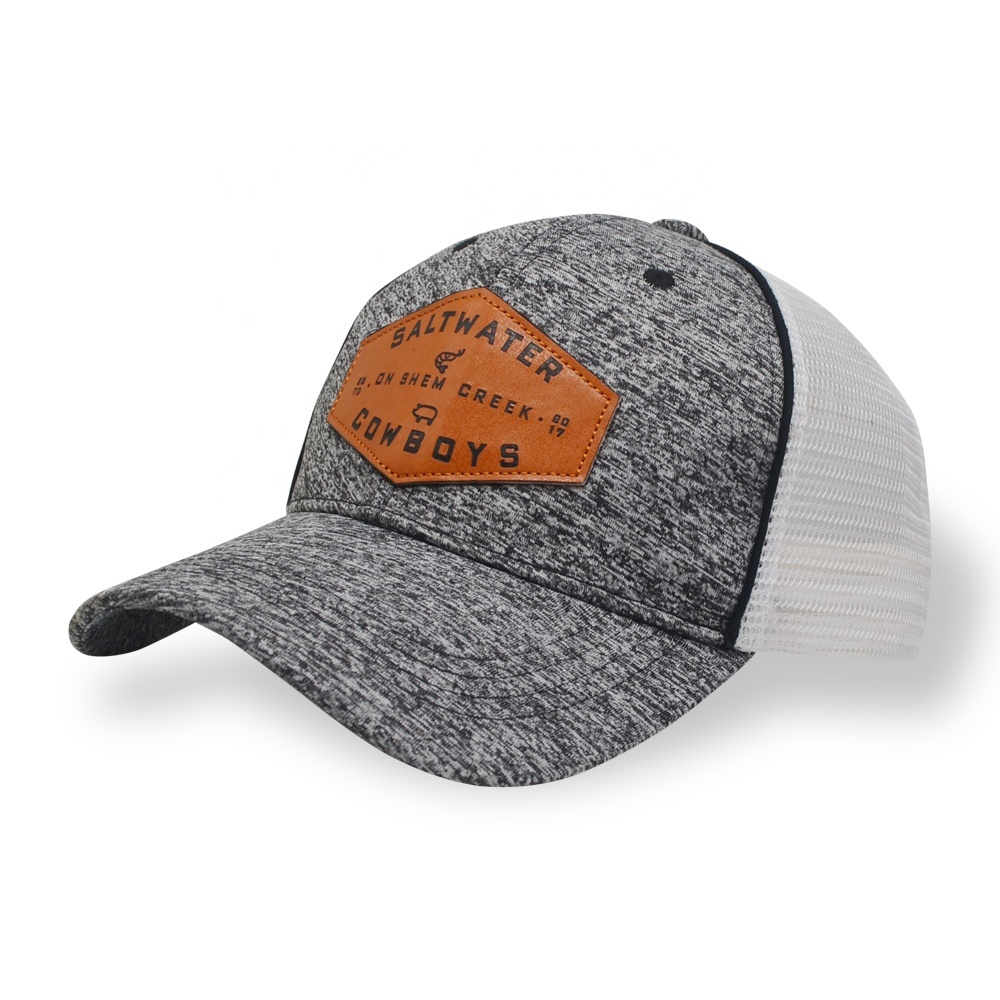OEM Customised High Quality Mens 6 Panel Cotton Palm Embroidered Trucker Hat,Gray Mesh Snap Back Gorras,Plain 112 Trucker Cap