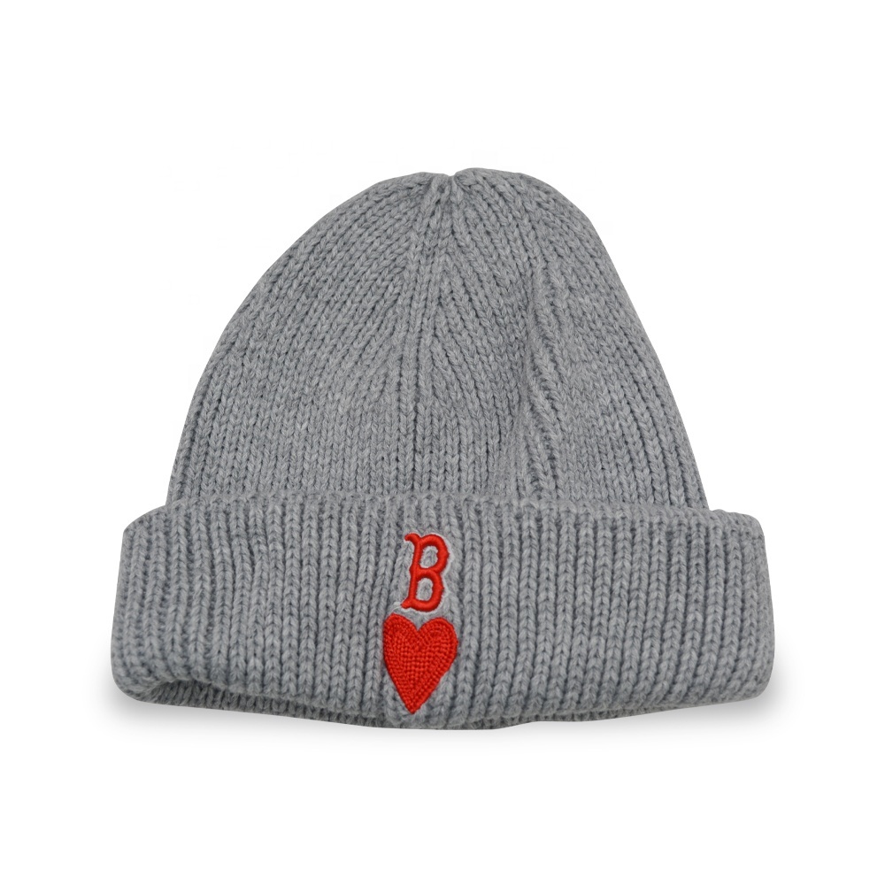 Wholesale Custom High Quality Winter Knitted Hat Embroidery Logo Warm Knit Beanie Cap Winter Hats