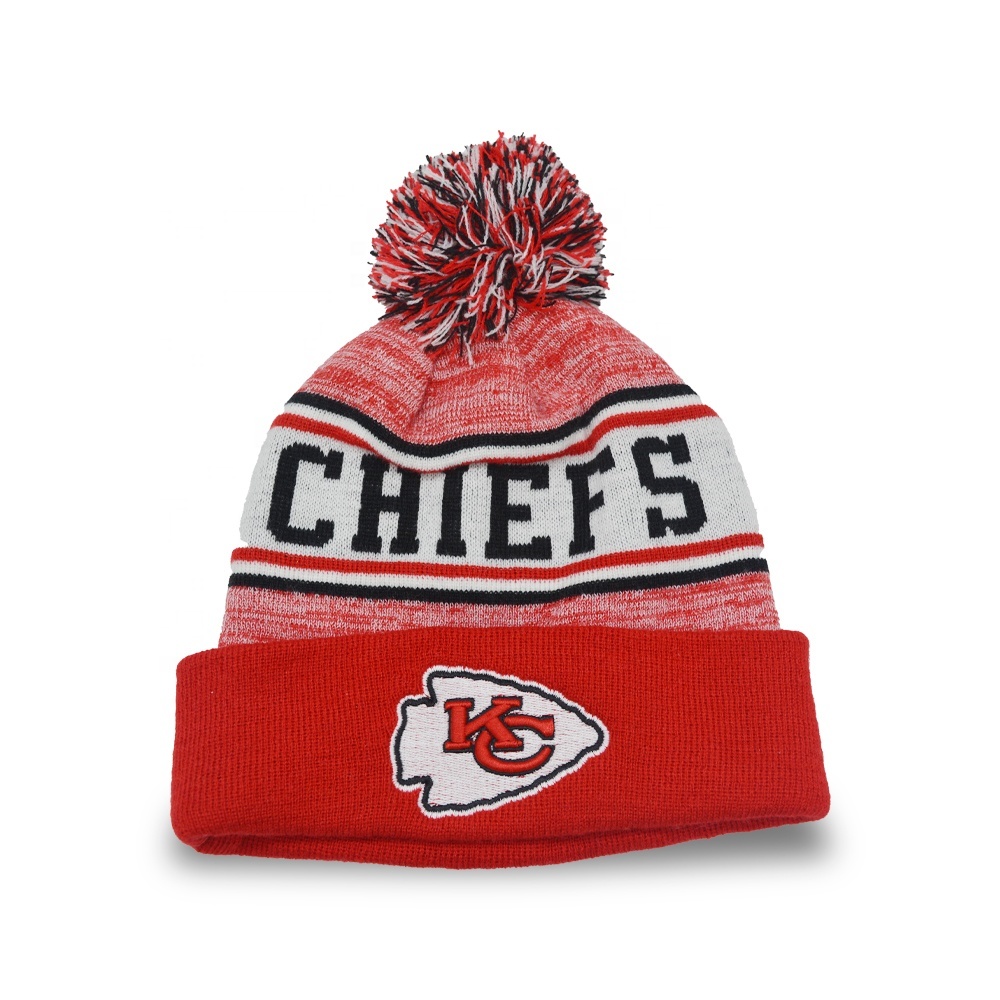 100% acrylic pom pom beanie hat knitted beanie winter hat