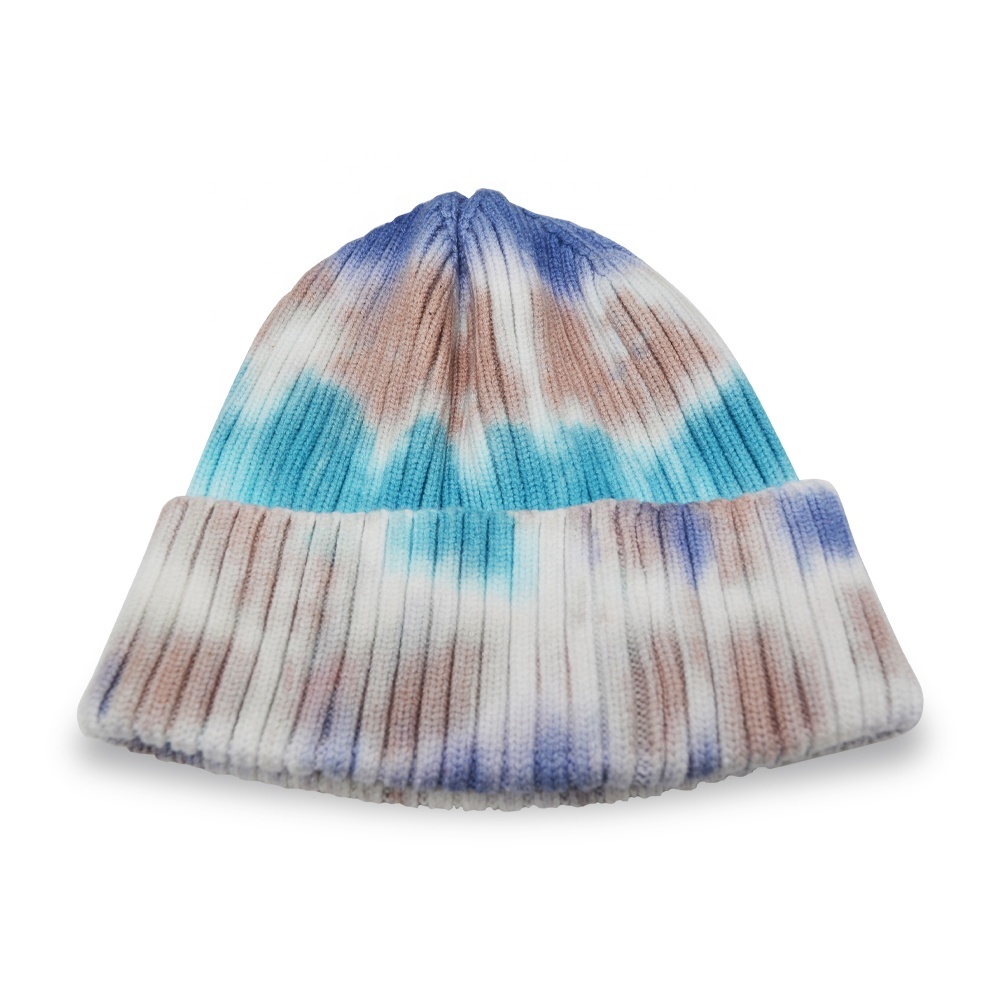 Beanie Winter Tie Dye Print Keep Warm Custom LOGO Knitted Hat