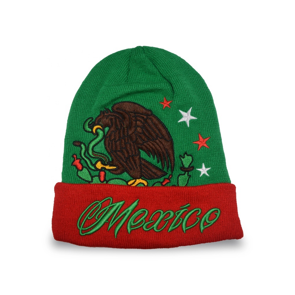 Wholesale Knit Beanie With Embroifer Logo Custom Jacquard Adult 100% Acrylic Beanie Hats
