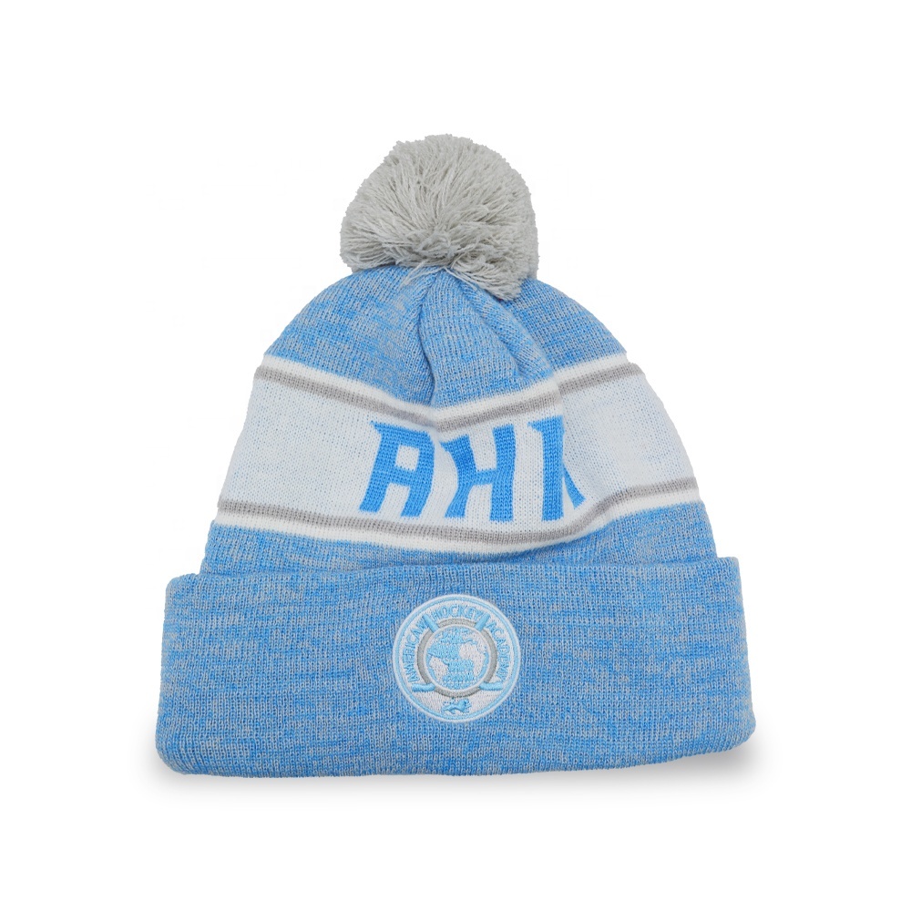 Wholesale Custom Logo Unisex Embroidery  Patch Logo  Winter Hat Cap Acrylic Knitted Cuffed Beanie