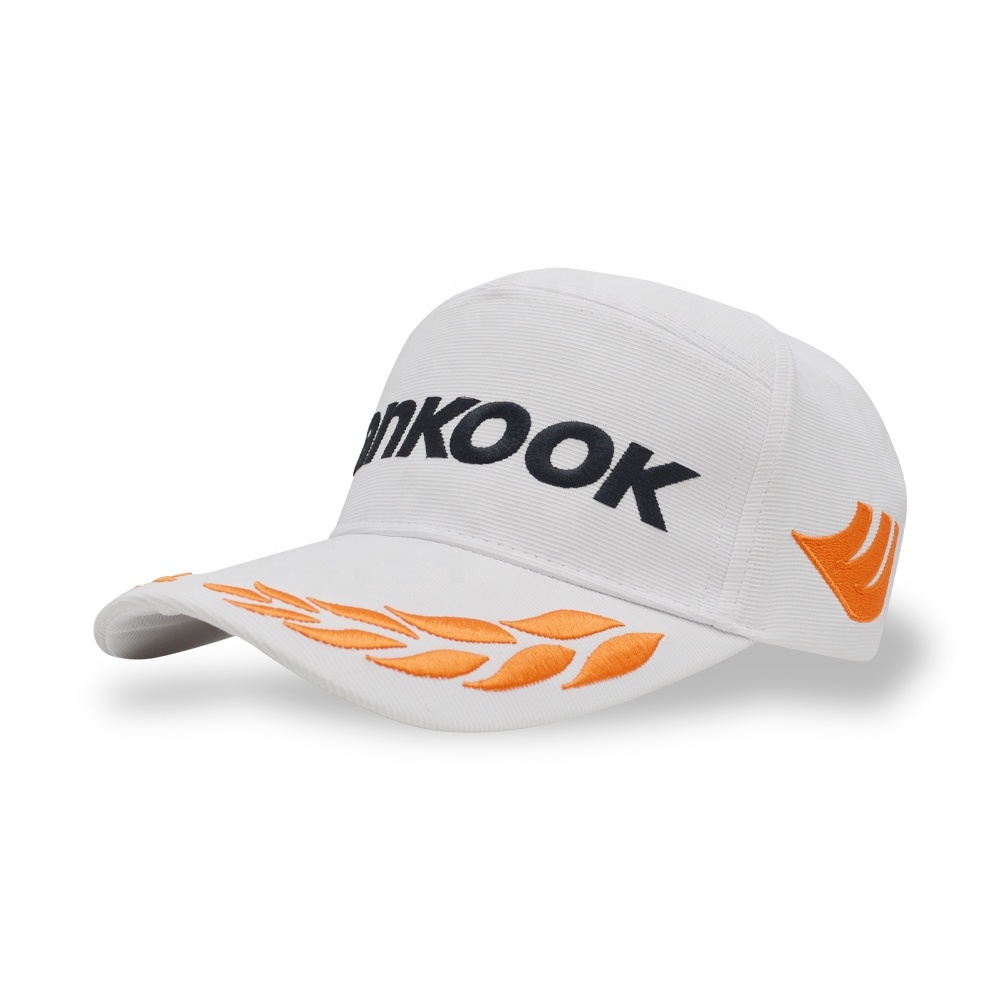 BSCI Factory Custom High Quality 5 Panel 3D Embroidered White Curved Brim Cotton Baseball Cap