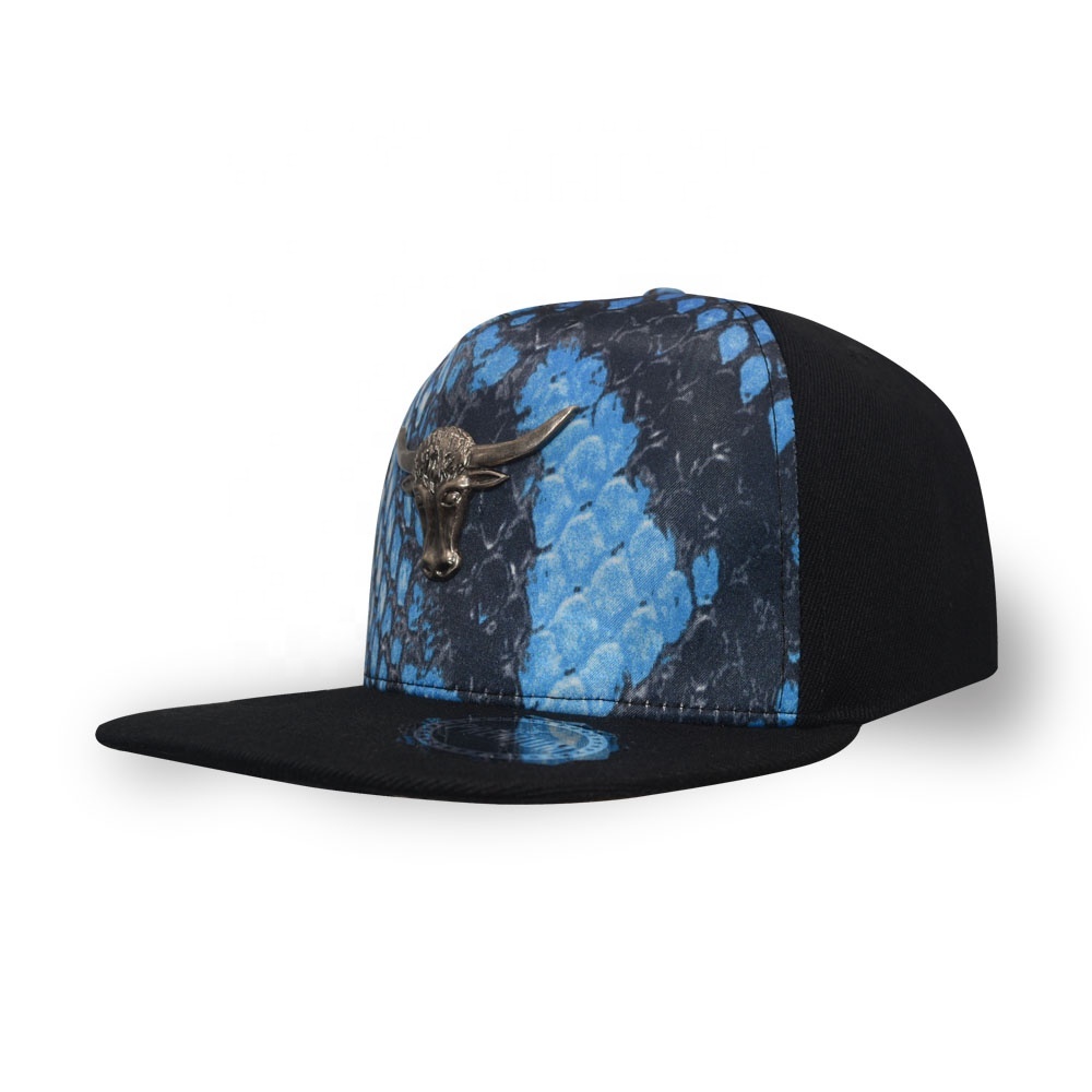 wholesale metal embossed patch sublimation printing polyester snapback cap custom designer caps fashion hats