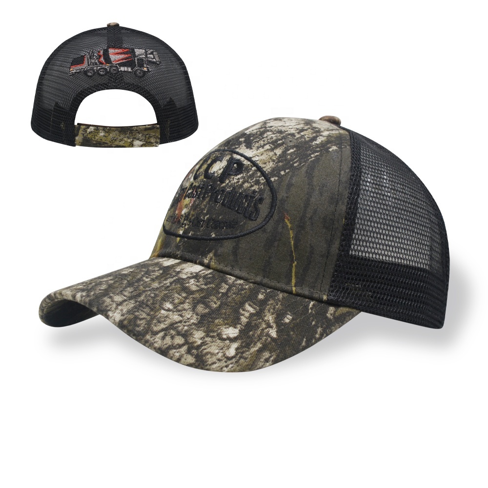 Quality Camo Baseball Cap American Flag Customized Embroidery Logo Cotton Mesh Cap Men's Hat Truck Cap