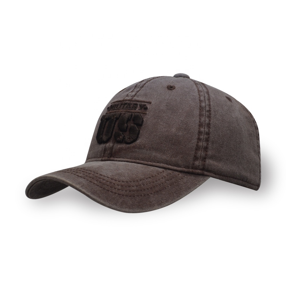 High Quality Unstructured Washed Cotton Twill Baseball Vintage Cap6 Panel Washed Caps