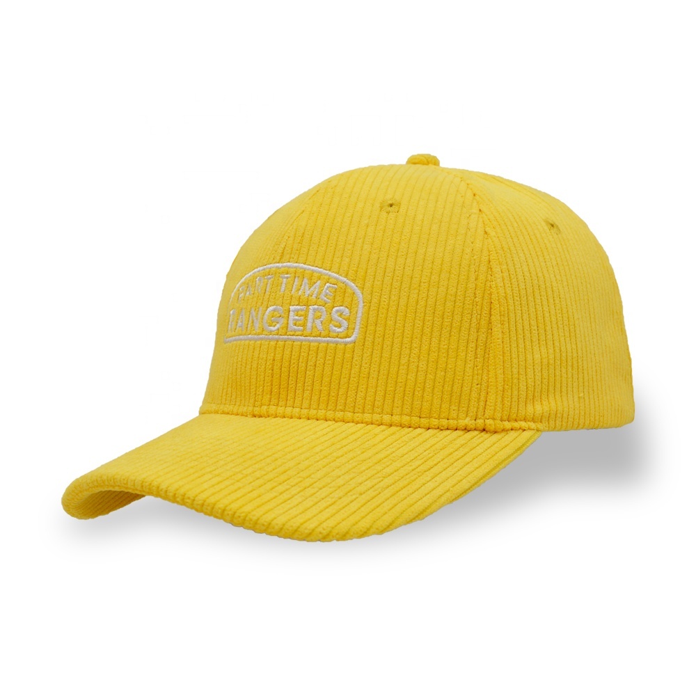 High Quality Fashion Custom 6 Panel  Adjustable Corduroy Baseball Curved Brim Hat