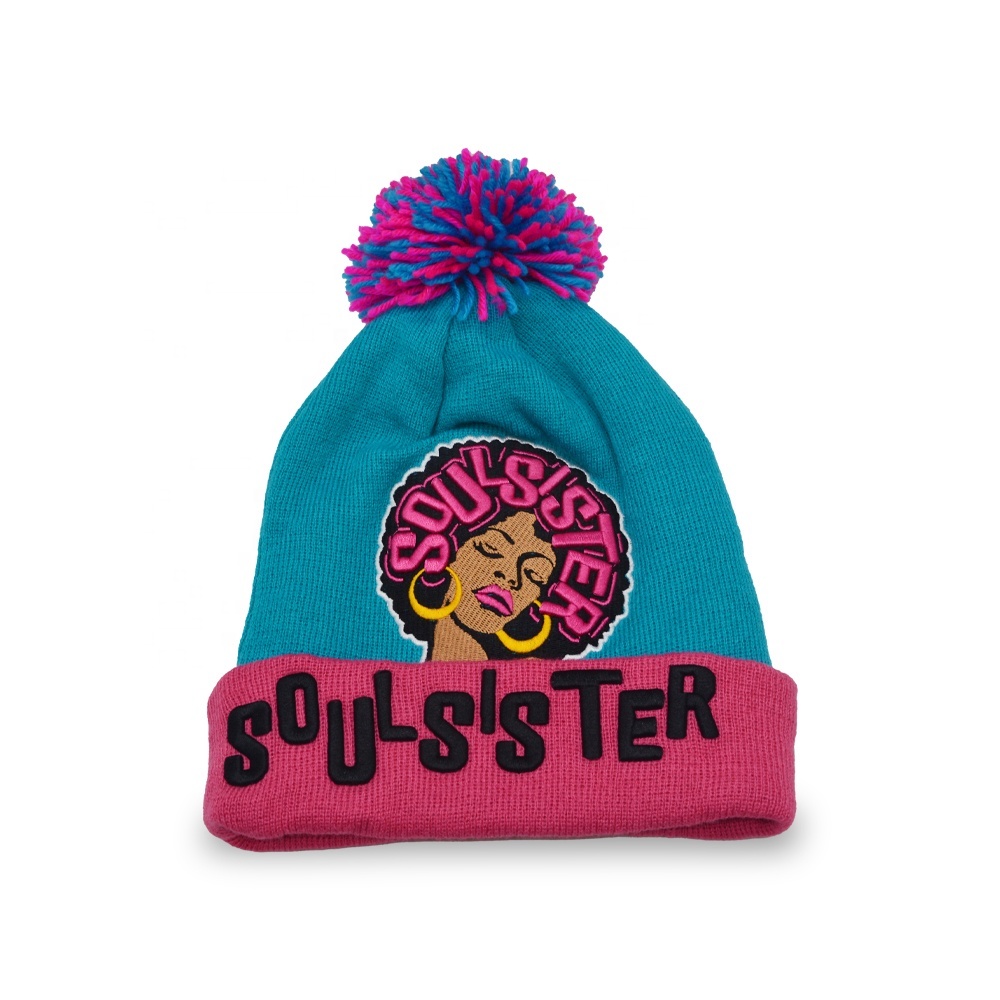 Custom Cheap Jacquard Multiple Strip Toddler Mens Winter Crochet Beanie Knit Hat Winter Hats