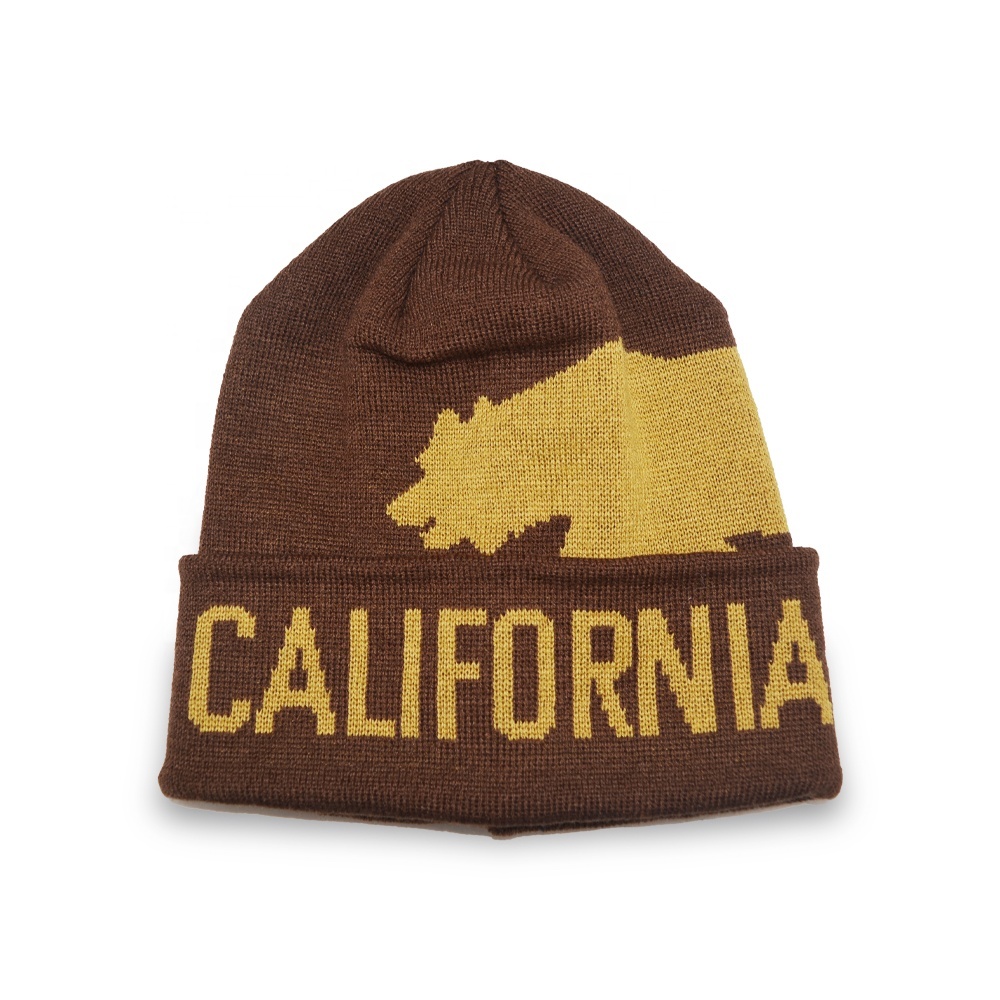 High Quality Winter Knitted Hat Jacquard Logo Warm Knit Beanie Cap Custom Logo Winter Hats