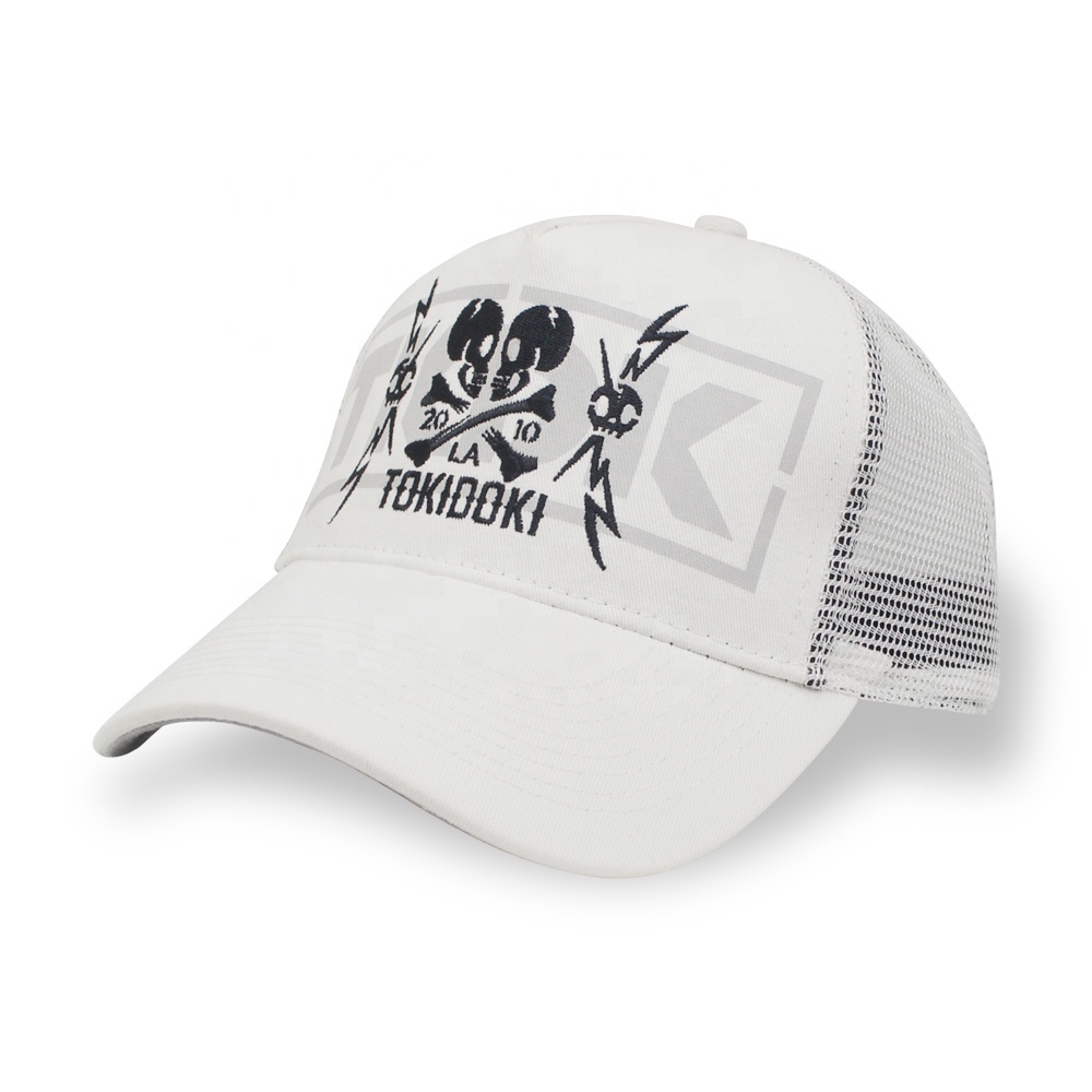 Wholesale Bulk Mens Fitted Sports Custom Logo Embroidery Mesh White BreathableTrucker Hats