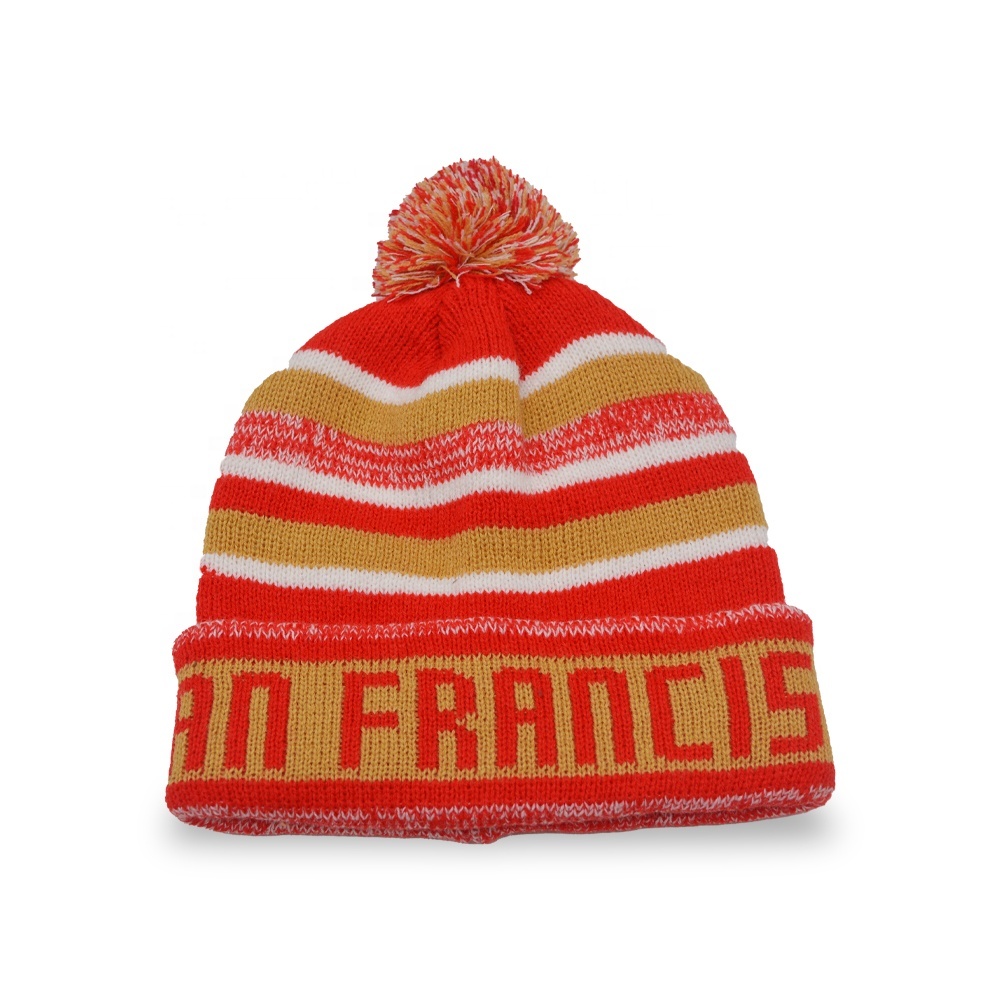 Manufacture designer knitted hats pom pom sport golf bobble hat custom beanie knit custom toque winter beanie