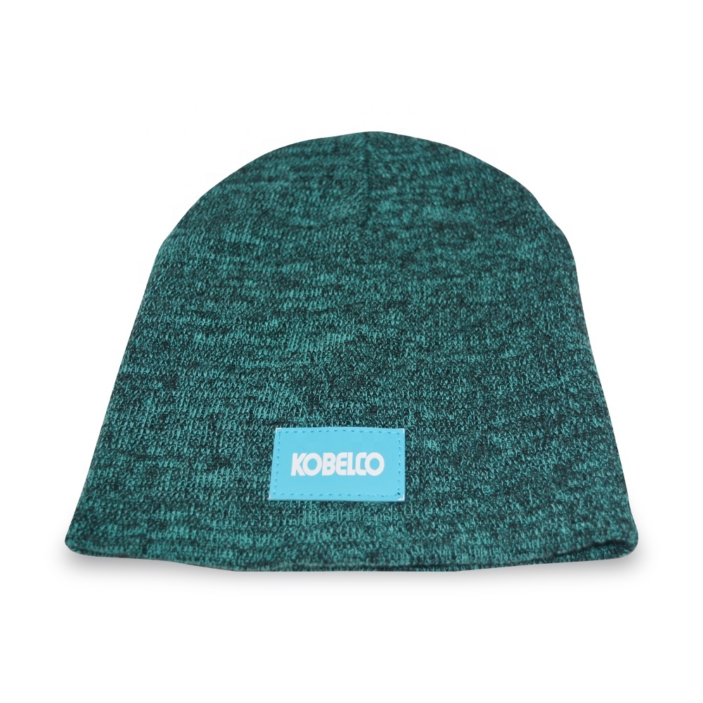 Beanie Hat Unisex New Plain Knitted Hat Fashion Fall Winter Hats With Custom Logo PU Patch Knitted Beanie