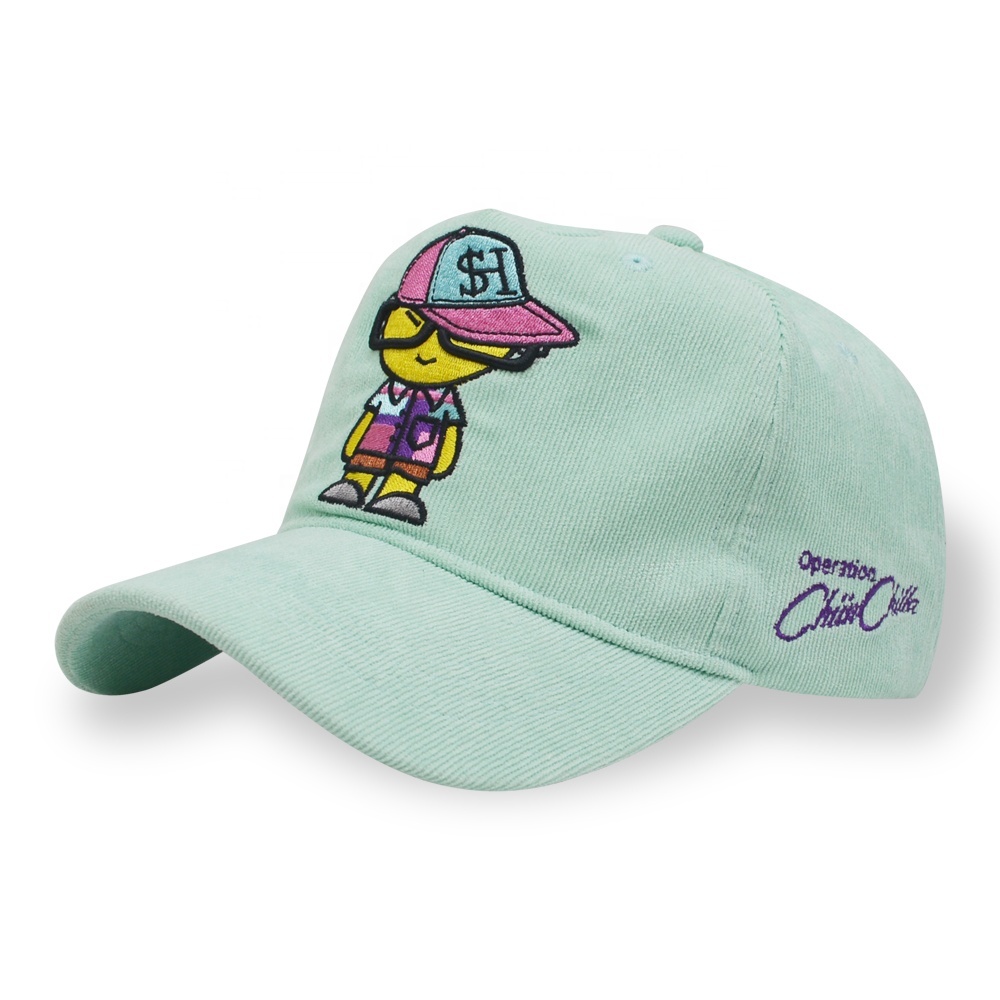 Wholesale Customized Curied Visor Corduroy Dad Hat Brimless Baseball Hats Caps With Plastic Buckle