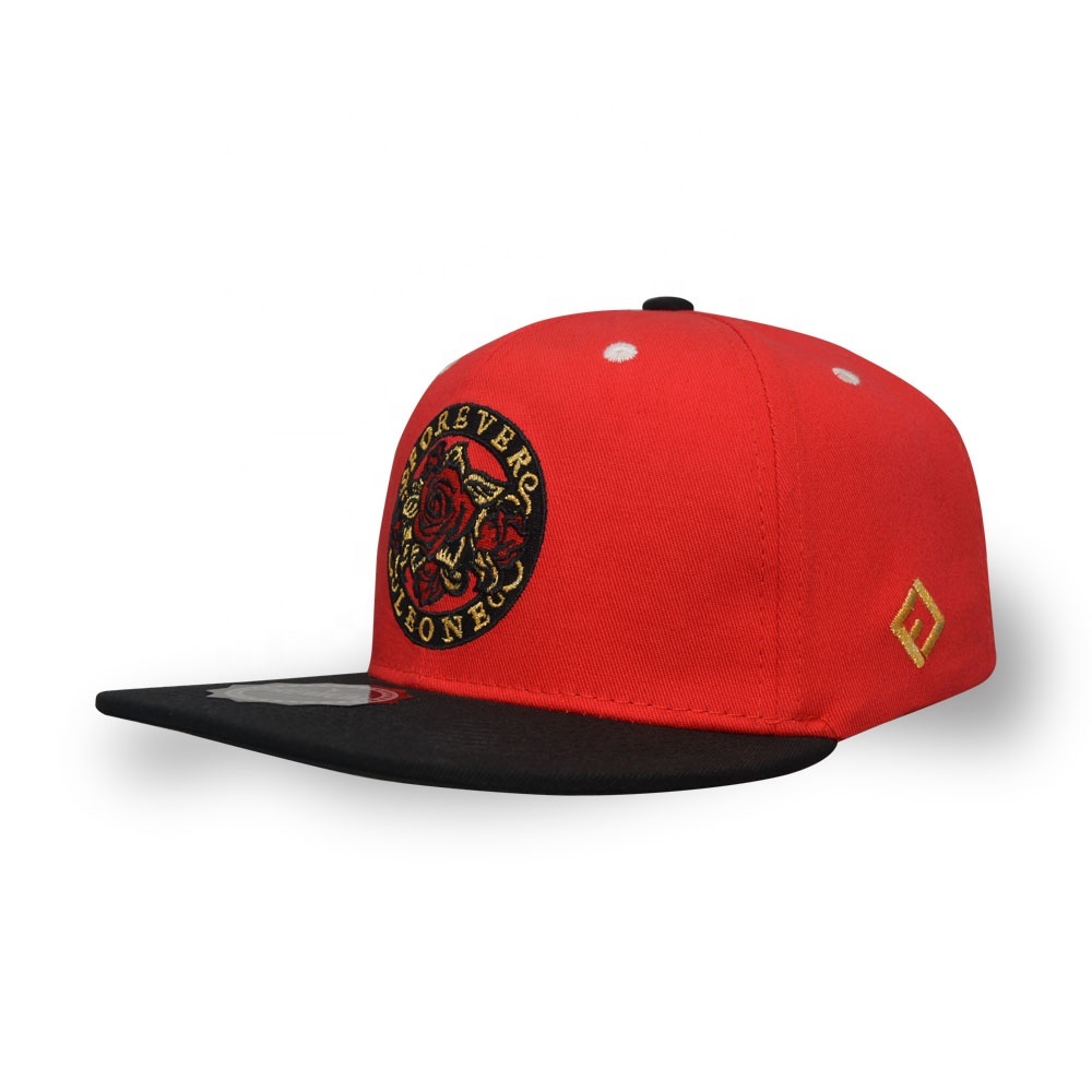 6 panel 100% cotton twill two tone color caps lurex embroidery metallic thread snapback cap customize logo