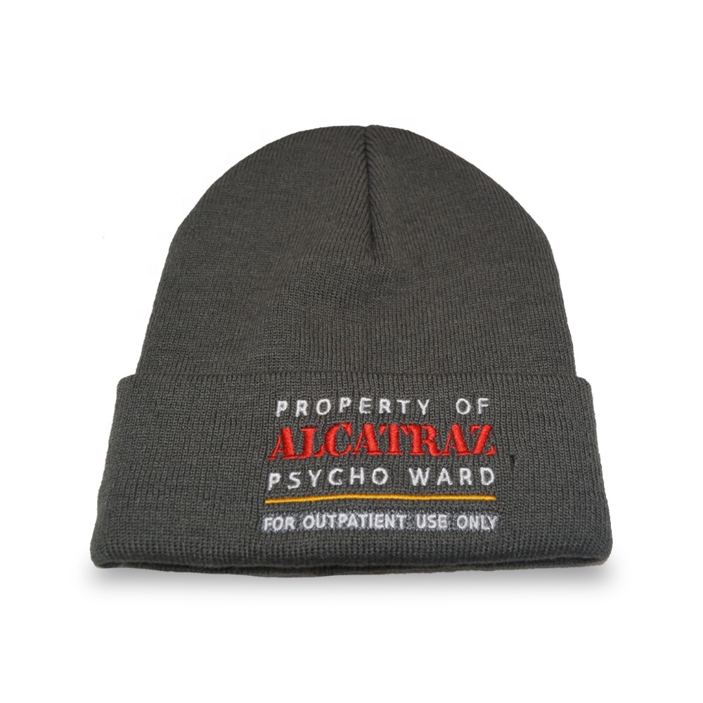 Custom High Quality Unisex Acrylic Waffle Skull Plain Embroidery Logo Knitted Hat Beanie