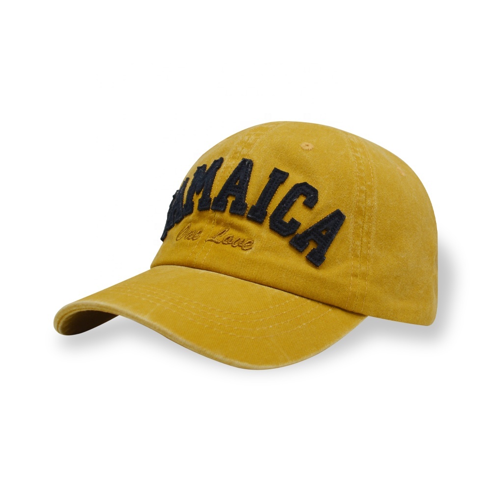 Unisex Retro Vintage Cotton Washed Patch Logo Adjustable Baseball Cap 6 Panel Washed Sports Caps
