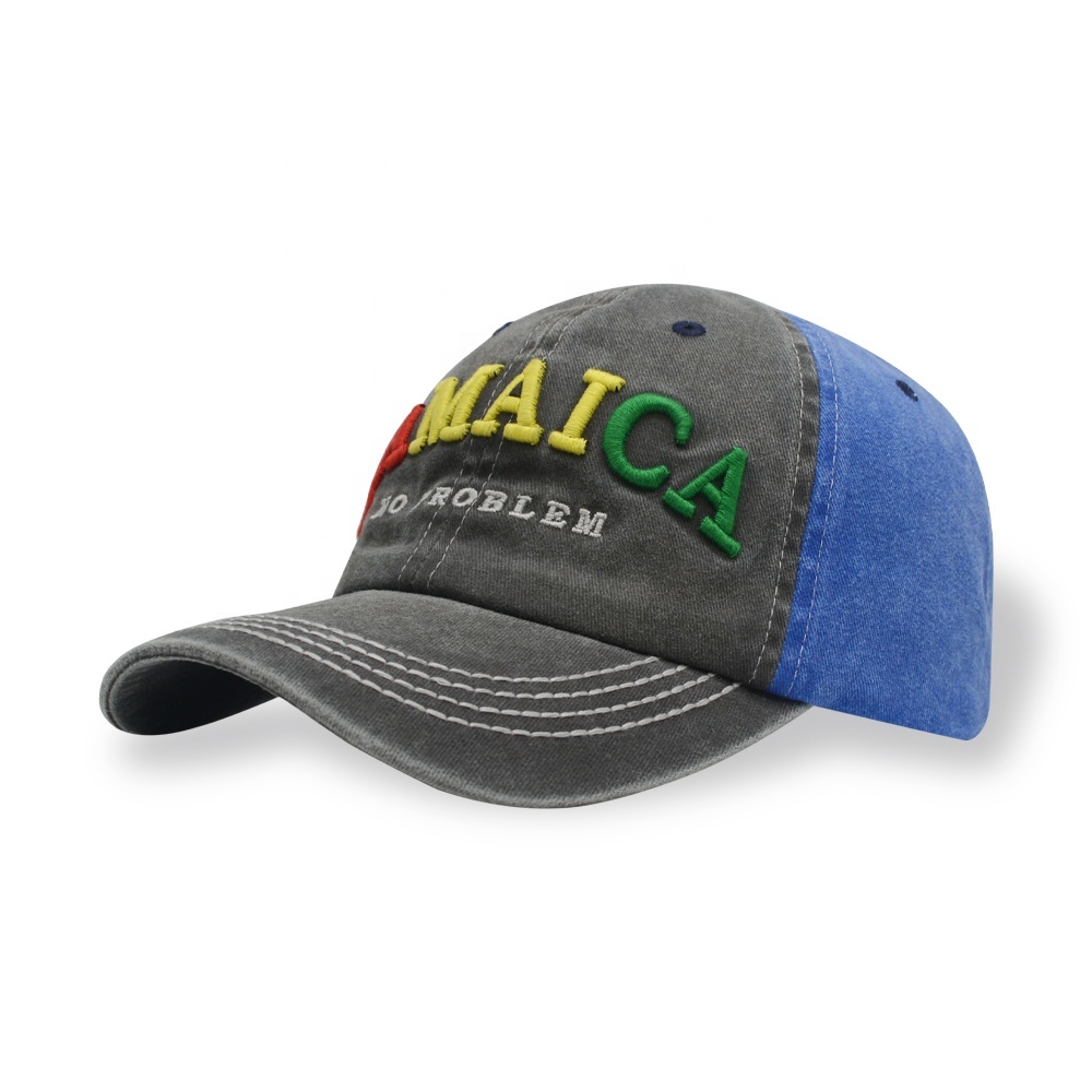 Custom Washed Cotton Baseball Cap Unstructured Distressed Denim Embroidery Men Dad Hat