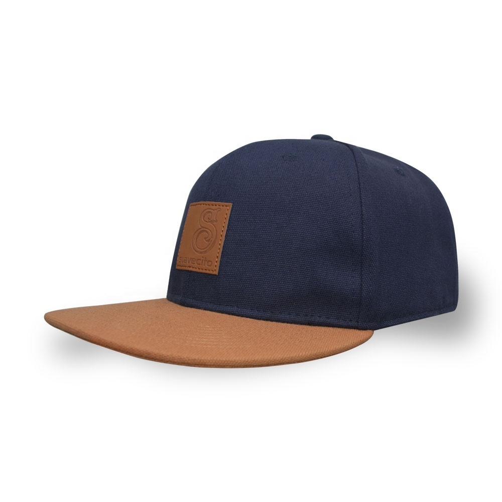 6 panel canvas leather patch embroidery fashion cap outdoor street brand cap snapback hat