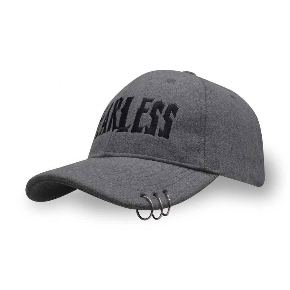 wholesale 100% wool embroidery 6 panel baseball cap with custom logo winter baseball wool hat felt hats wool