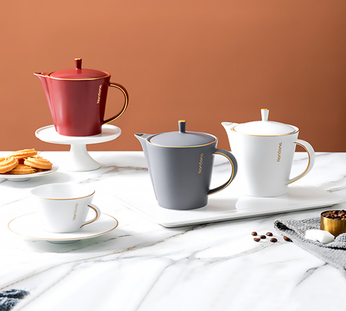 6-Piece boyu tea and coffee set with colored glaze