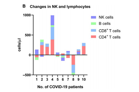 NK、CD8和Tfh细胞的动力学介导了中国中度COVID-19患者细胞因子和抗病毒抗体的产生