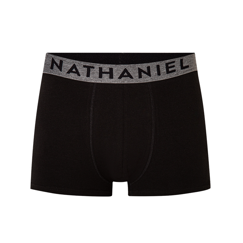 Melange waistband 95%cotton 5%spandex embroidery Men's Boxer Briefs
