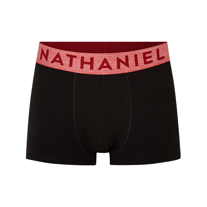 Melange waistband 95%cotton 5%spandex embroidery Men's Boxer Briefs