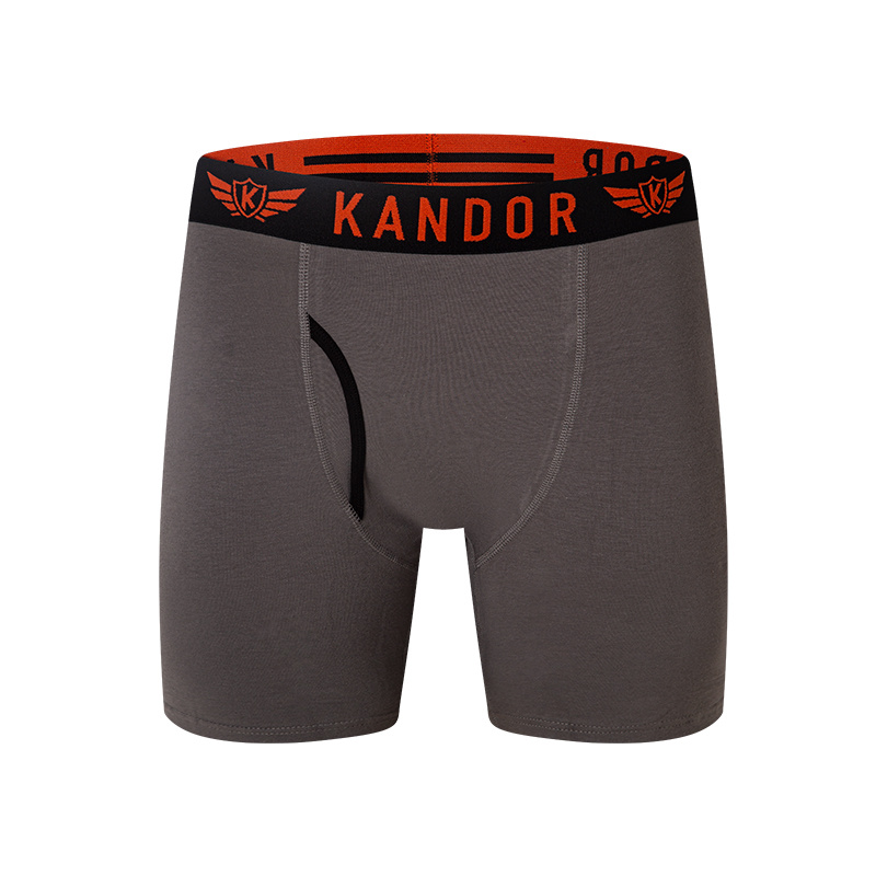 Solid color long leg 95% cotton 5% Spandex Front fly Men's shorts