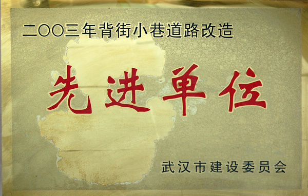 2003年武漢市背街小巷道路改造工程先進(jìn)單位