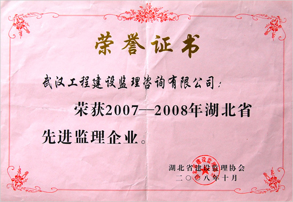 2007年湖北省先進(jìn)監(jiān)理企業(yè)