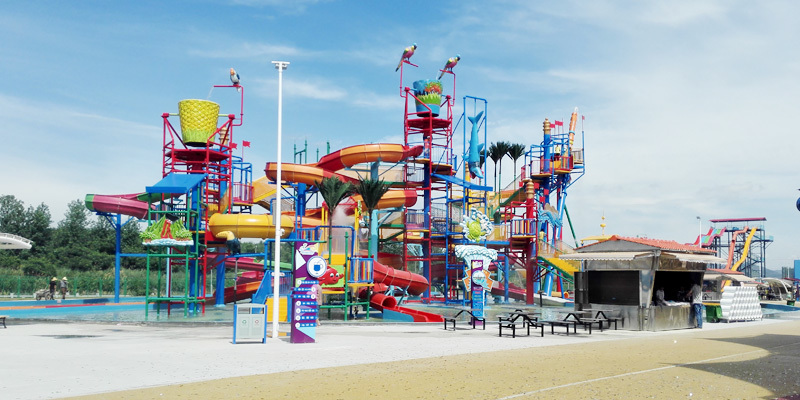 How long does it take for water park equipment to be completed from customization to installation?