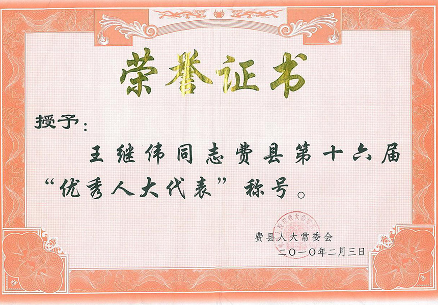 費縣第十六屆優(yōu)秀人大代表
