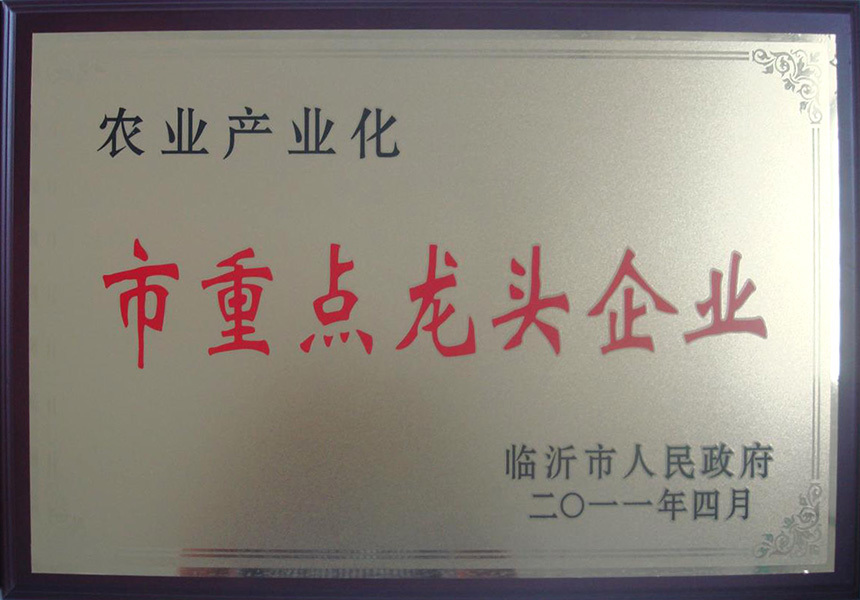 農(nóng)業(yè)產(chǎn)業(yè)化市重點龍頭企業(yè)