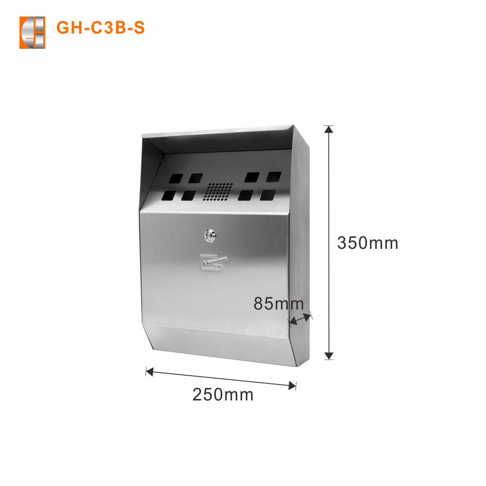 Stainless steel ashtray box wall mounted cigarette butt receptacle bin disposal customized factory