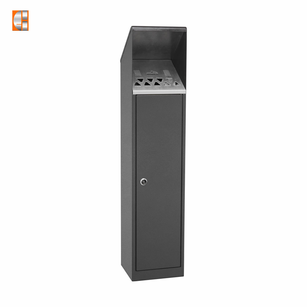Cigarette butt receptacle stand ashtray box galvanized steel outdoor standing bin China customized factory