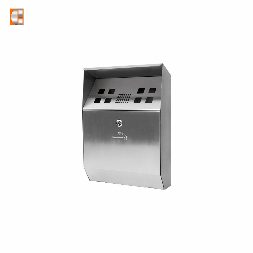 Cigarette bin outdoor ashtray box stainless steel wall mount high quality customized supplier