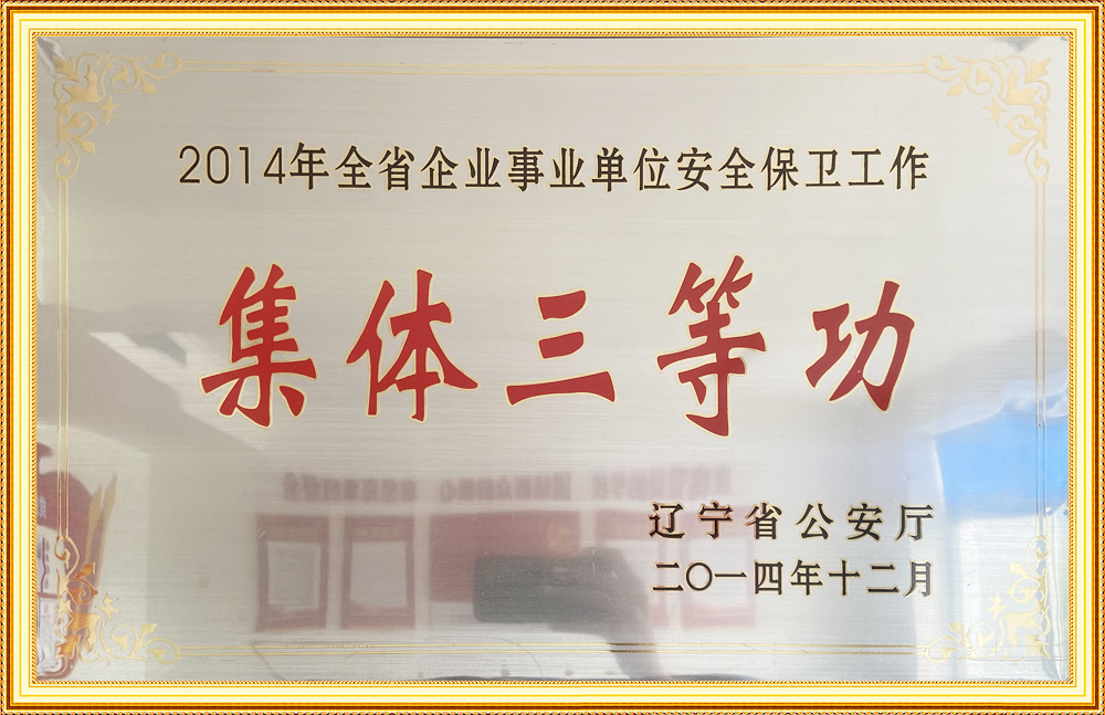 2014年全省企業(yè)事業(yè)單位安全保衛(wèi)工作集團三等功