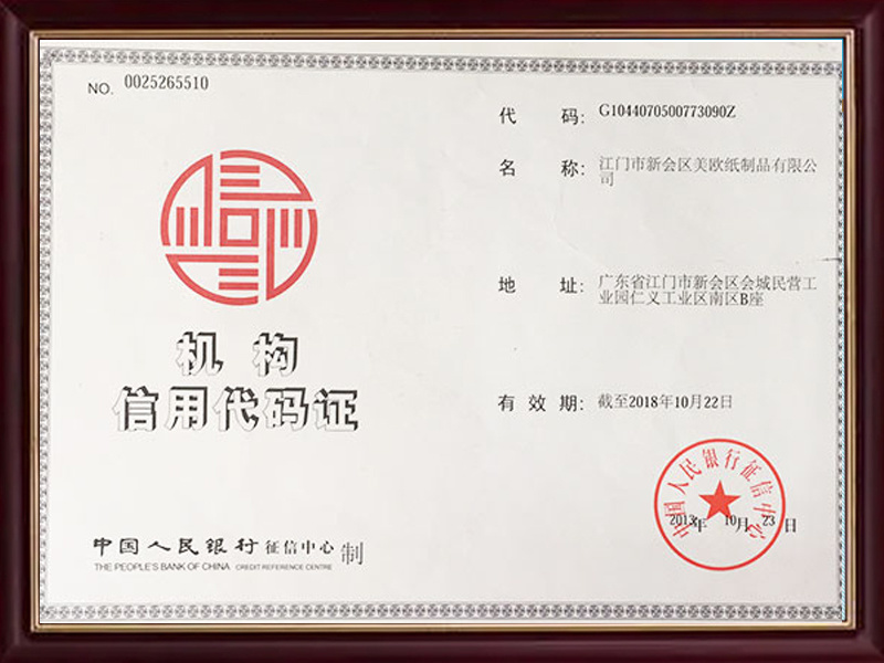 Credit Code Certificate