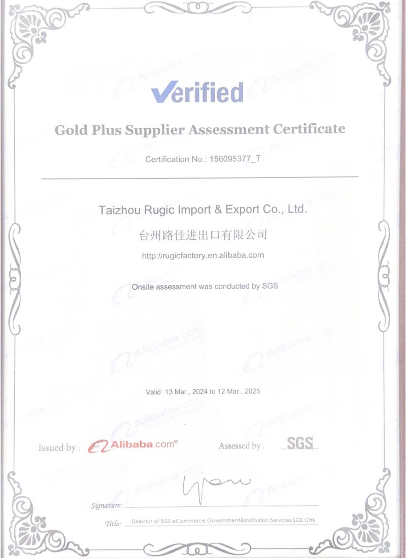 Gold Plus Supplier Assessment  Certificate