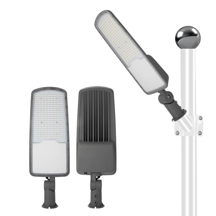 Réverbère LED 200W IP65 étanche pour extérieur en aluminium moulé sous pression SMD 3030 avec capteur photoélectrique