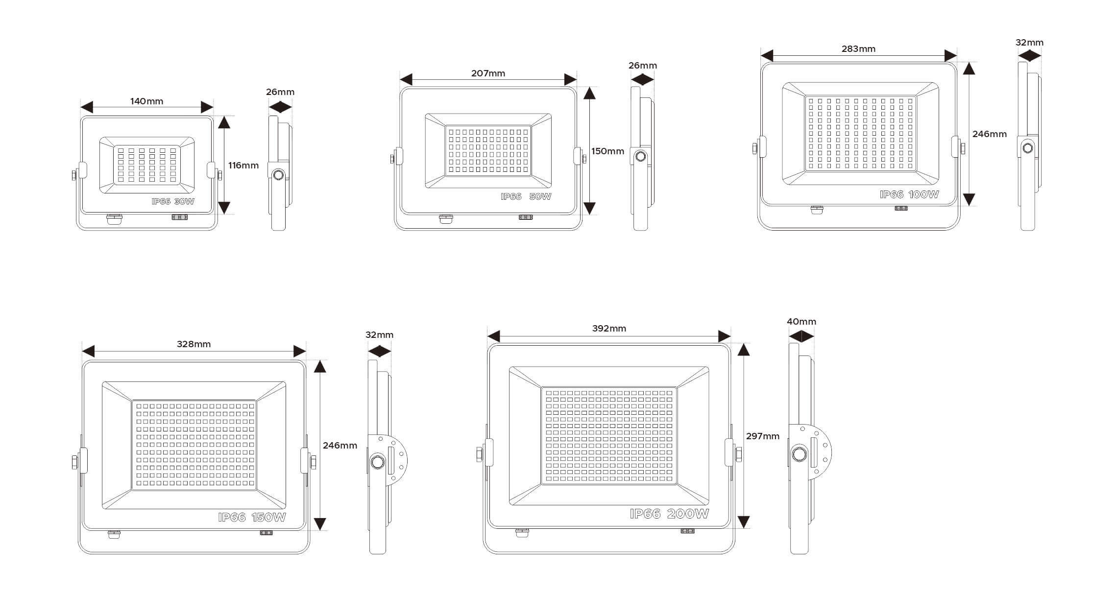 Fiche technique des projecteurs LED AK