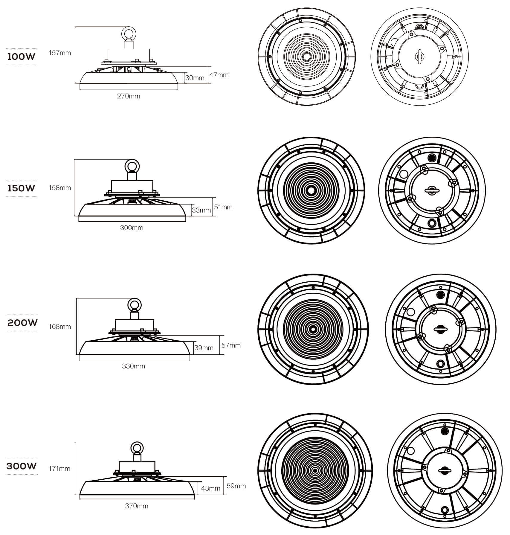 Dimensions du plafonnier HS-HU05