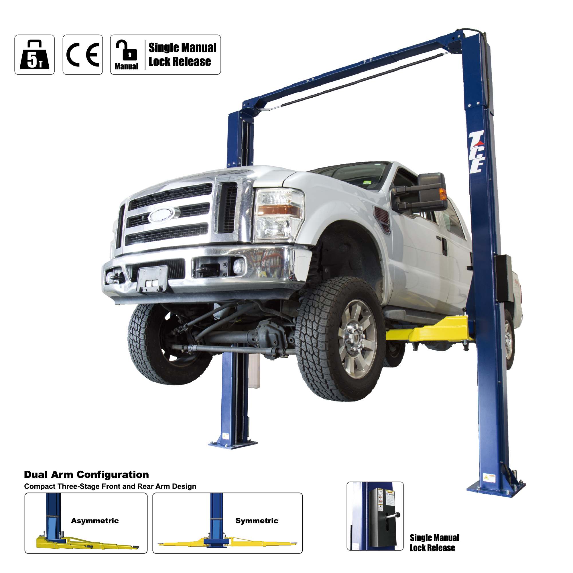 5 Ton Clear Floor Heavy Duty Car Lift QJY250DX