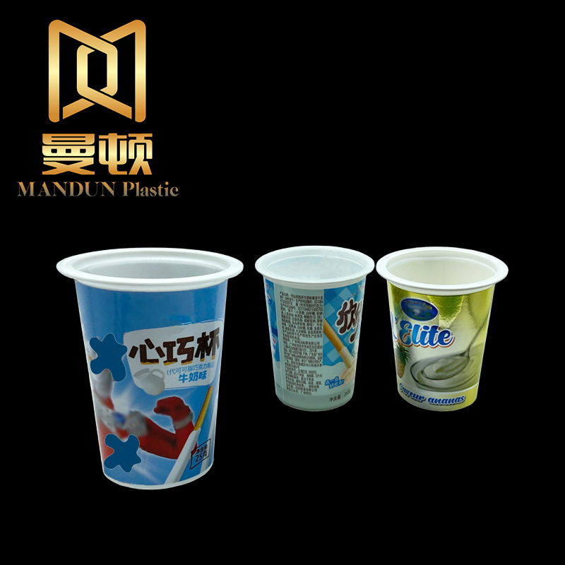 Mandun PP New Style in mold label Chocolate Cup Portable Biscuit Stick Food Packaging disposable Cup iml