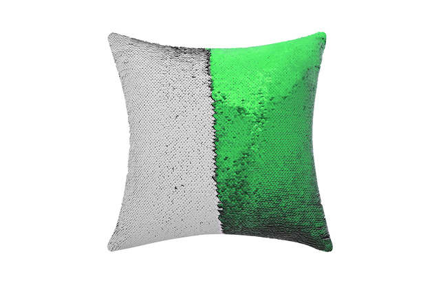 Magic Sequin Pillow Case, Square (Green/White)