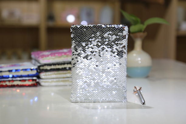 Sequin Notebook.Silver.Small